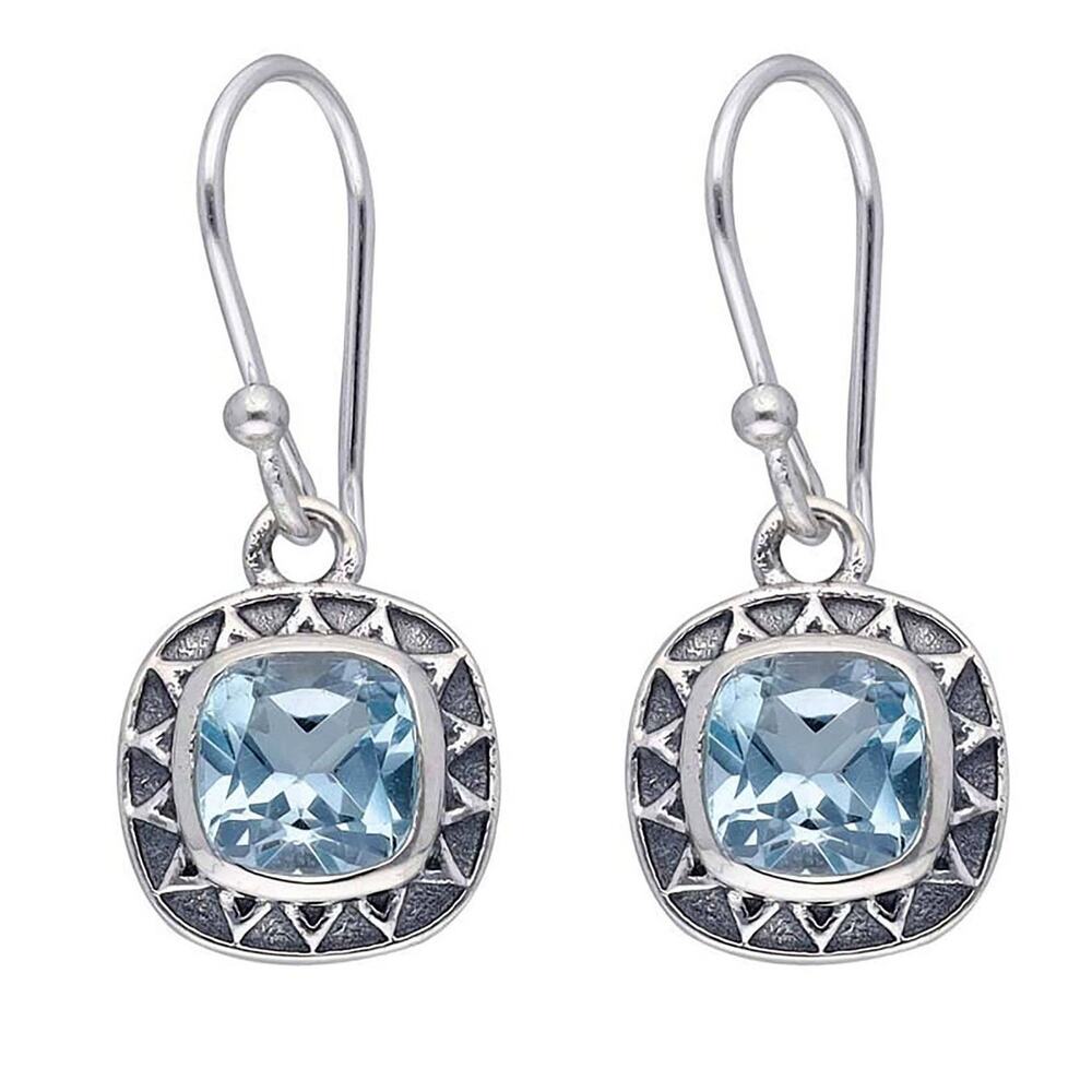 Blue Topaz Dangle Earrings | 925 Sterling Silver with Natural Gemstone